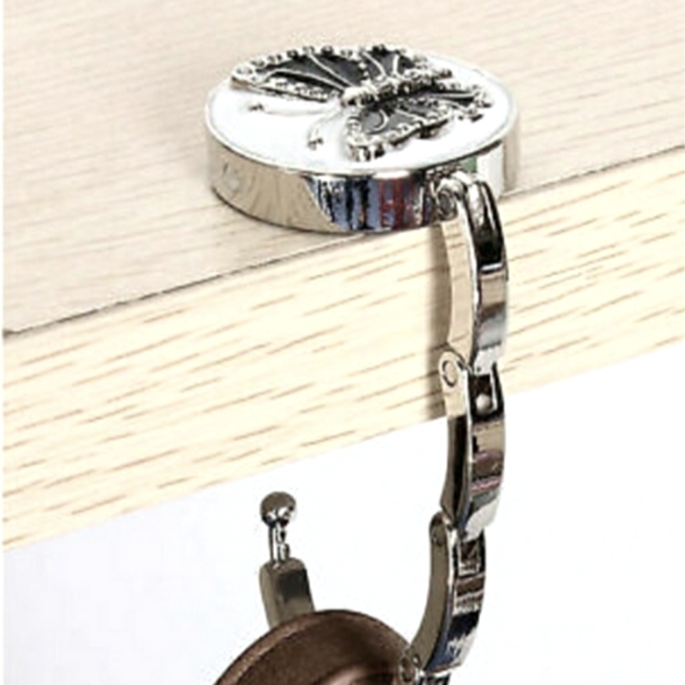 Butterfly Round Folding Purse/Handbag Alloy Hook Table Hanger - Picture 2 of 3